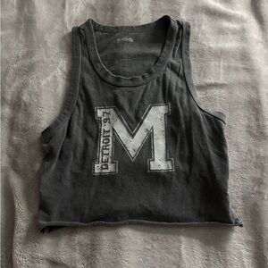 RSQ Charcoal Sleeveless Crop Top with 'M' Print